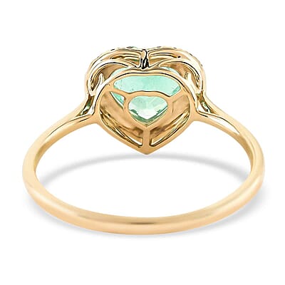 Certified & Appraised Luxoro AAA Boyaca Colombian Emerald and G-H I2 Diamond 1.65 ctw Halo Ring in 14K Yellow Gold (Size 10.0)