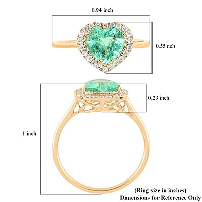 Certified & Appraised Luxoro AAA Boyaca Colombian Emerald and G-H I2 Diamond 1.65 ctw Halo Ring in 14K Yellow Gold (Size 10.0)