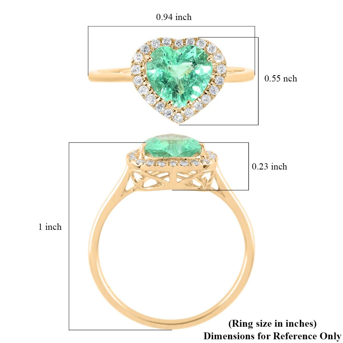 Certified & Appraised Luxoro 14K Yellow Gold AAA Boyaca Colombian Emerald and G-H I2 Diamond Halo Ring (Size 10.0) 1.65 ctw image number 5