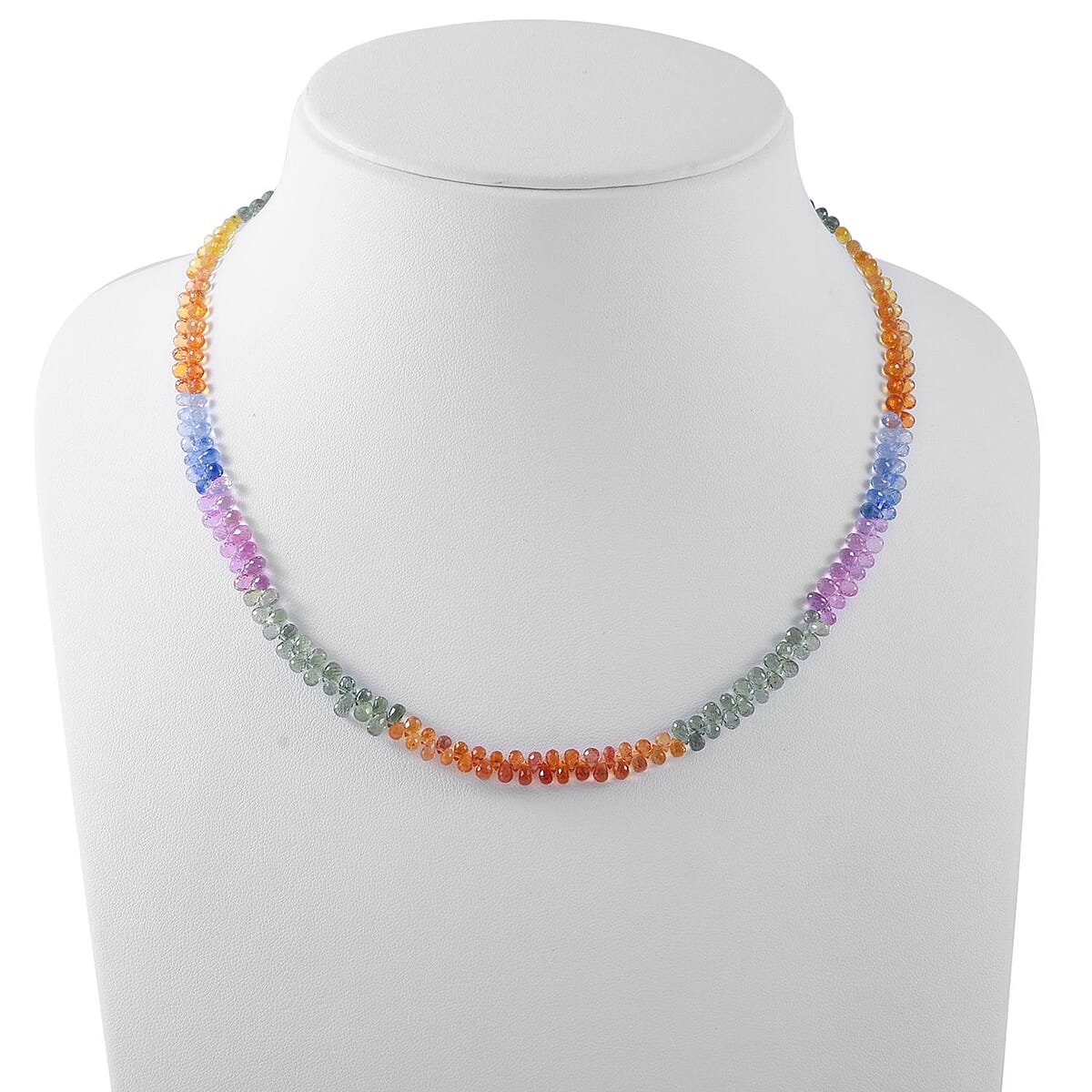 10K Yellow Gold AAA Multi Sapphire Beaded Necklace 18 Inches 90.00 ctw image number 1