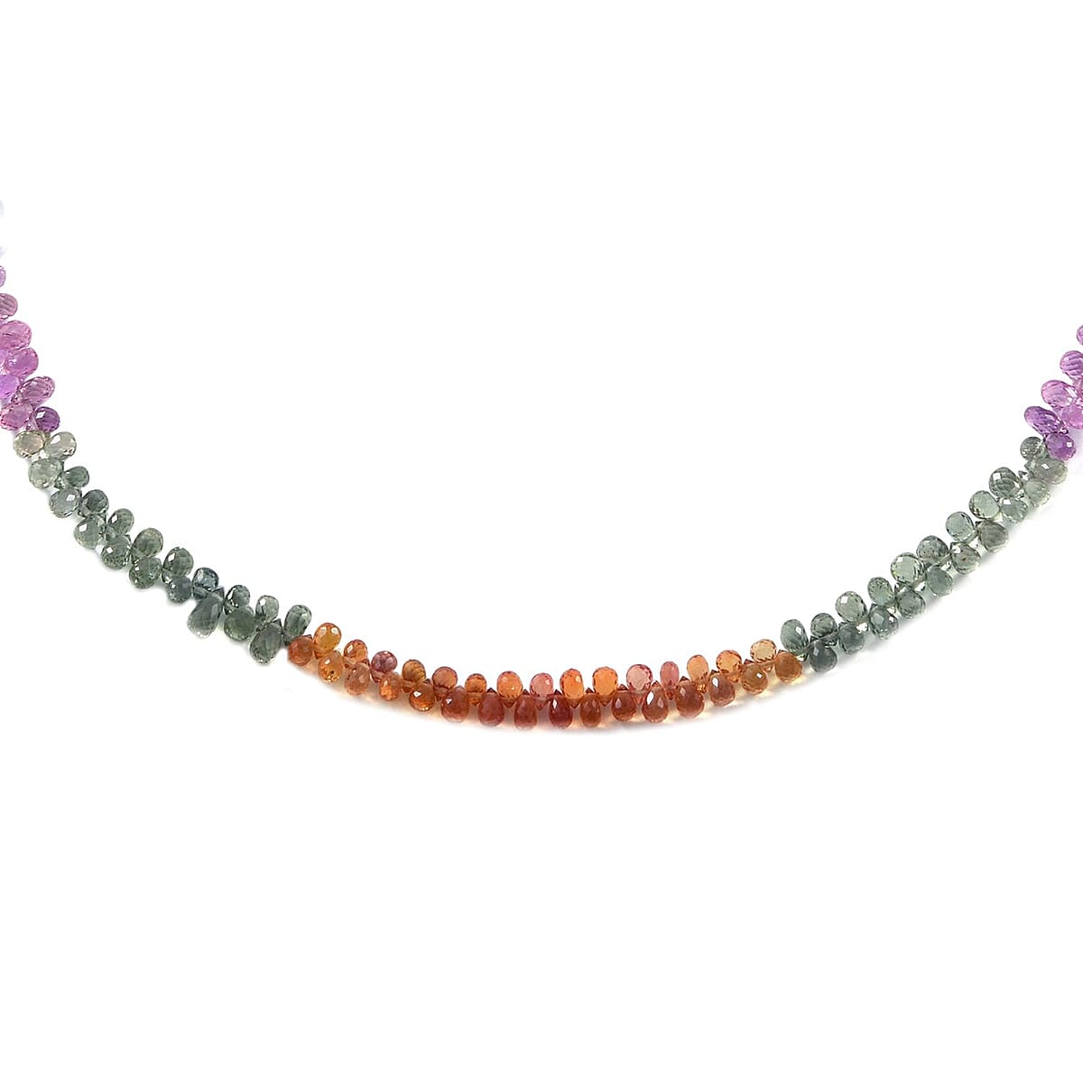 10K Yellow Gold AAA Multi Sapphire Beaded Necklace 18 Inches 90.00 ctw image number 2