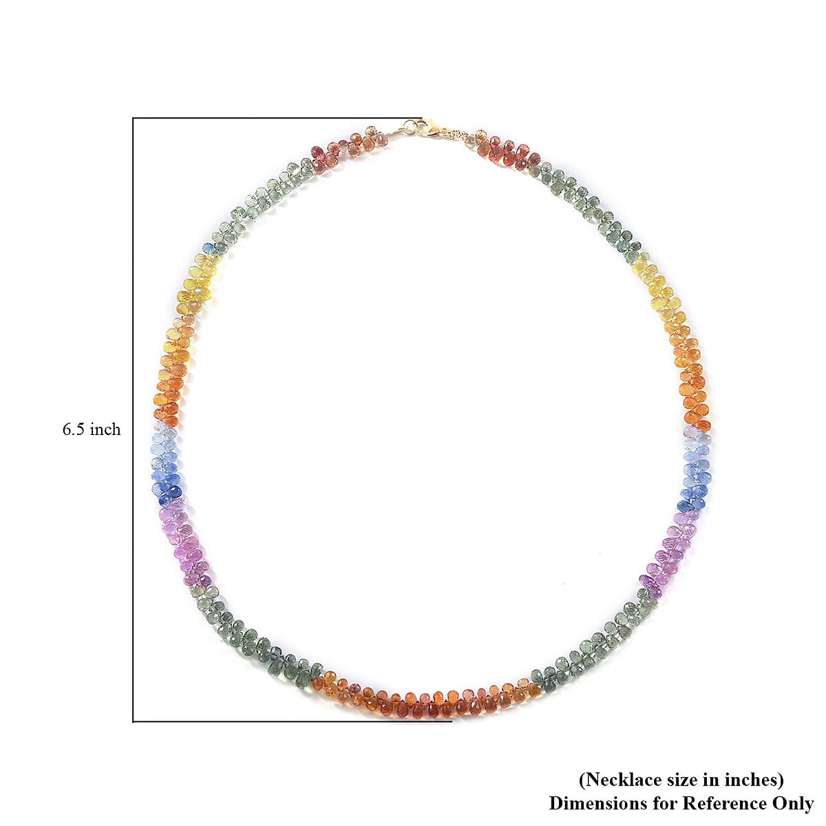 10K Yellow Gold AAA Multi Sapphire Beaded Necklace 18 Inches 90.00 ctw image number 4