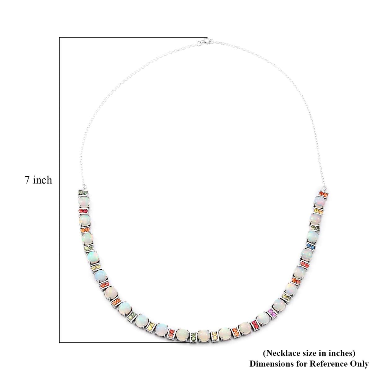 Ethiopian Welo Opal and Multi Sapphire Necklace 18 Inches in Platinum Over Sterling Silver 25.60 ctw image number 5