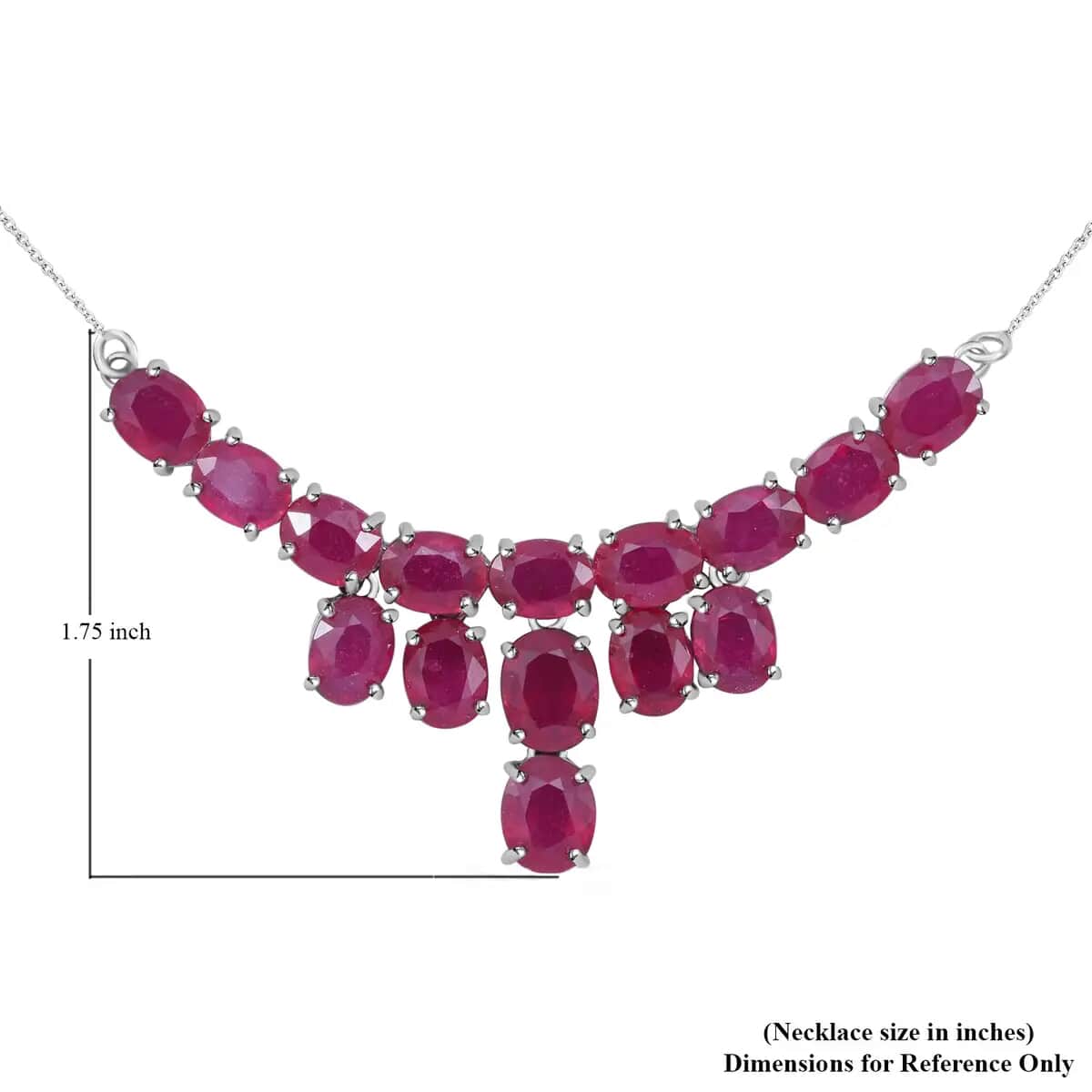 Doorbuster Ruby Necklace 18 Inches in Platinum Over Sterling Silver 8 Grams 26.85 ctw image number 6