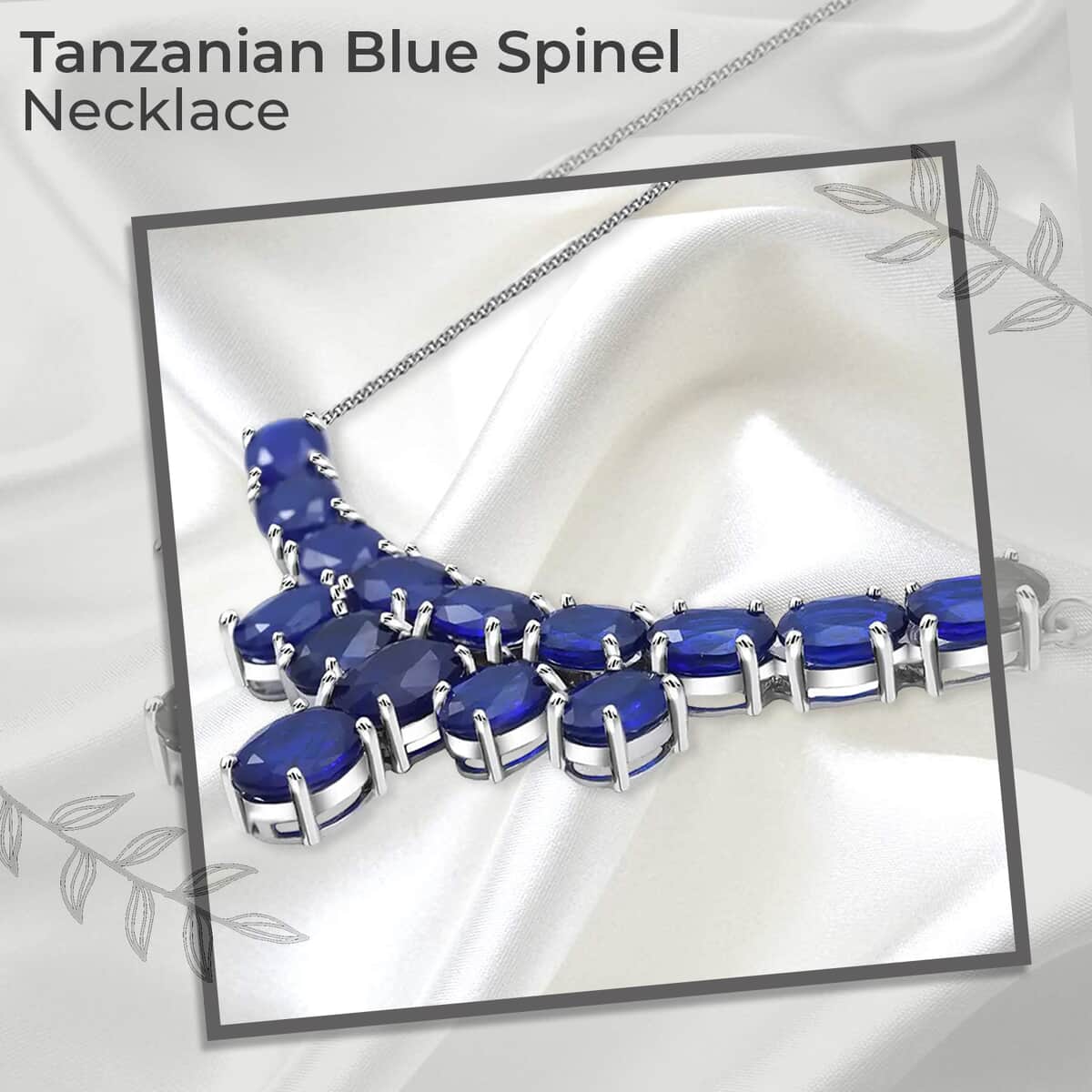 Tanzanian Blue Spinel (DF) 26.85 ctw Waterfall Necklace 18 Inches in Platinum Over Sterling Silver image number 1