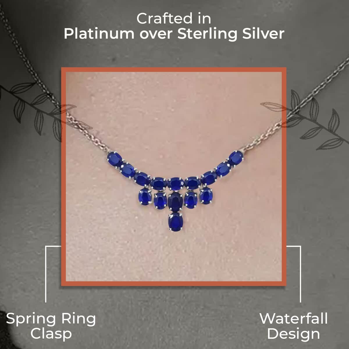 Tanzanian Blue Spinel (DF) 26.85 ctw Waterfall Necklace 18 Inches in Platinum Over Sterling Silver image number 2