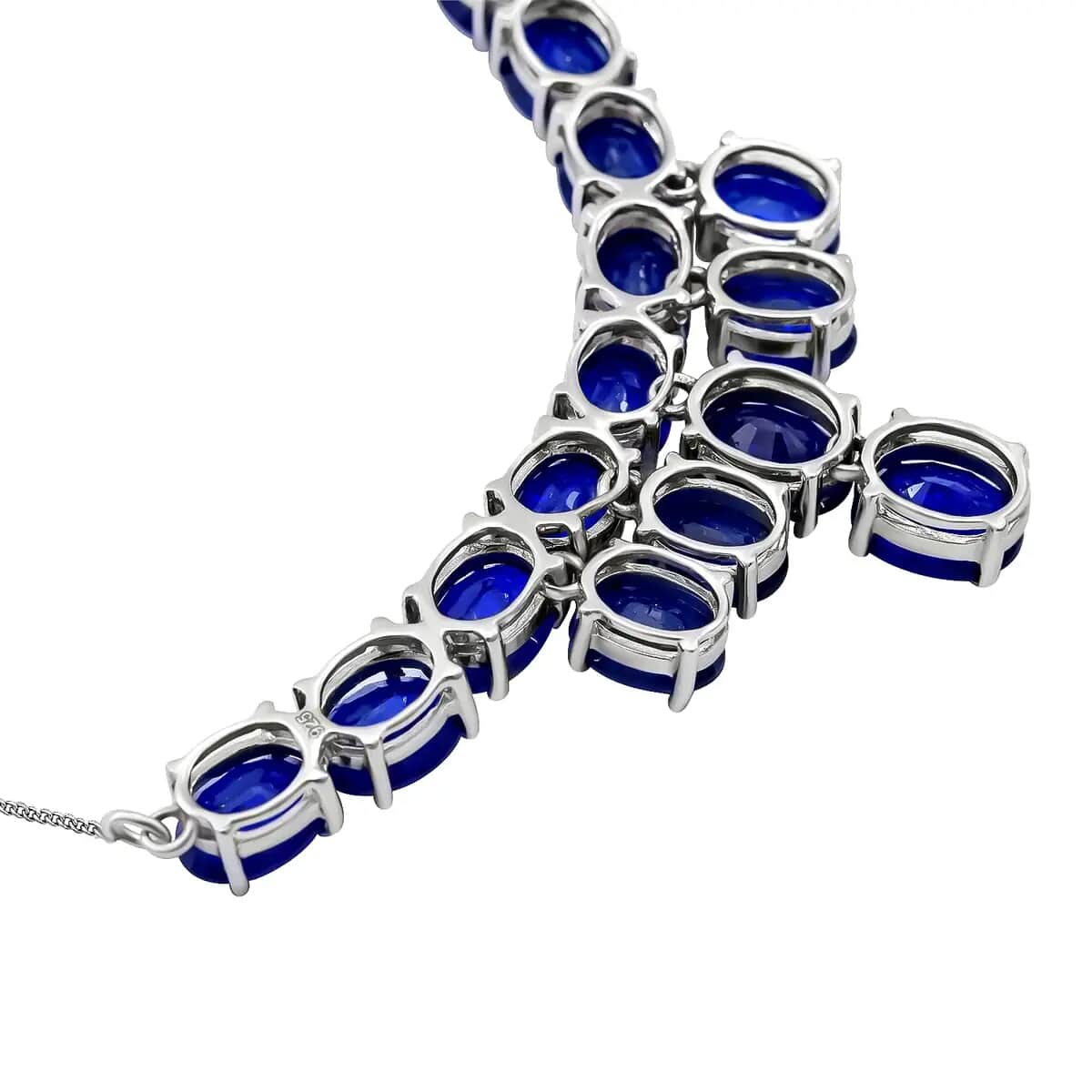 Tanzanian Blue Spinel (DF) 26.85 ctw Waterfall Necklace 18 Inches in Platinum Over Sterling Silver image number 3