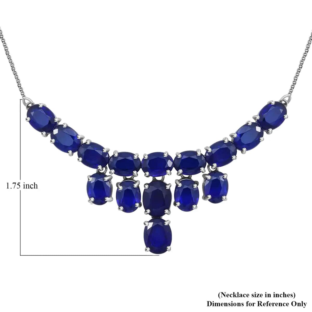 Tanzanian Blue Spinel (DF) 26.85 ctw Waterfall Necklace 18 Inches in Platinum Over Sterling Silver image number 5