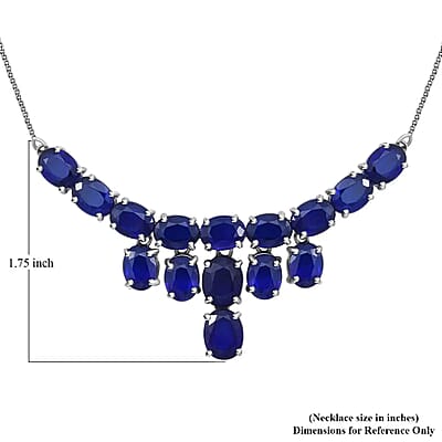 Tanzanian Blue Spinel (DF) 26.85 ctw Waterfall Necklace 18 Inches in Platinum Over Sterling Silver