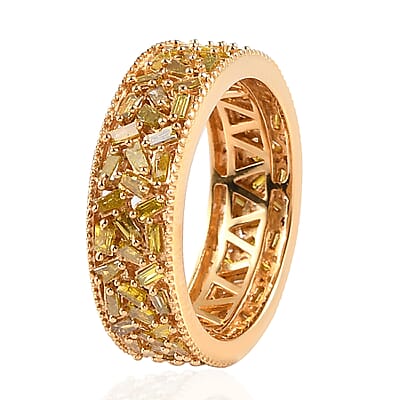 Yellow Diamond (IR) Eternity Band Ring in Vermeil YG Over Sterling Silver (Size 6.0) 1.50 ctw