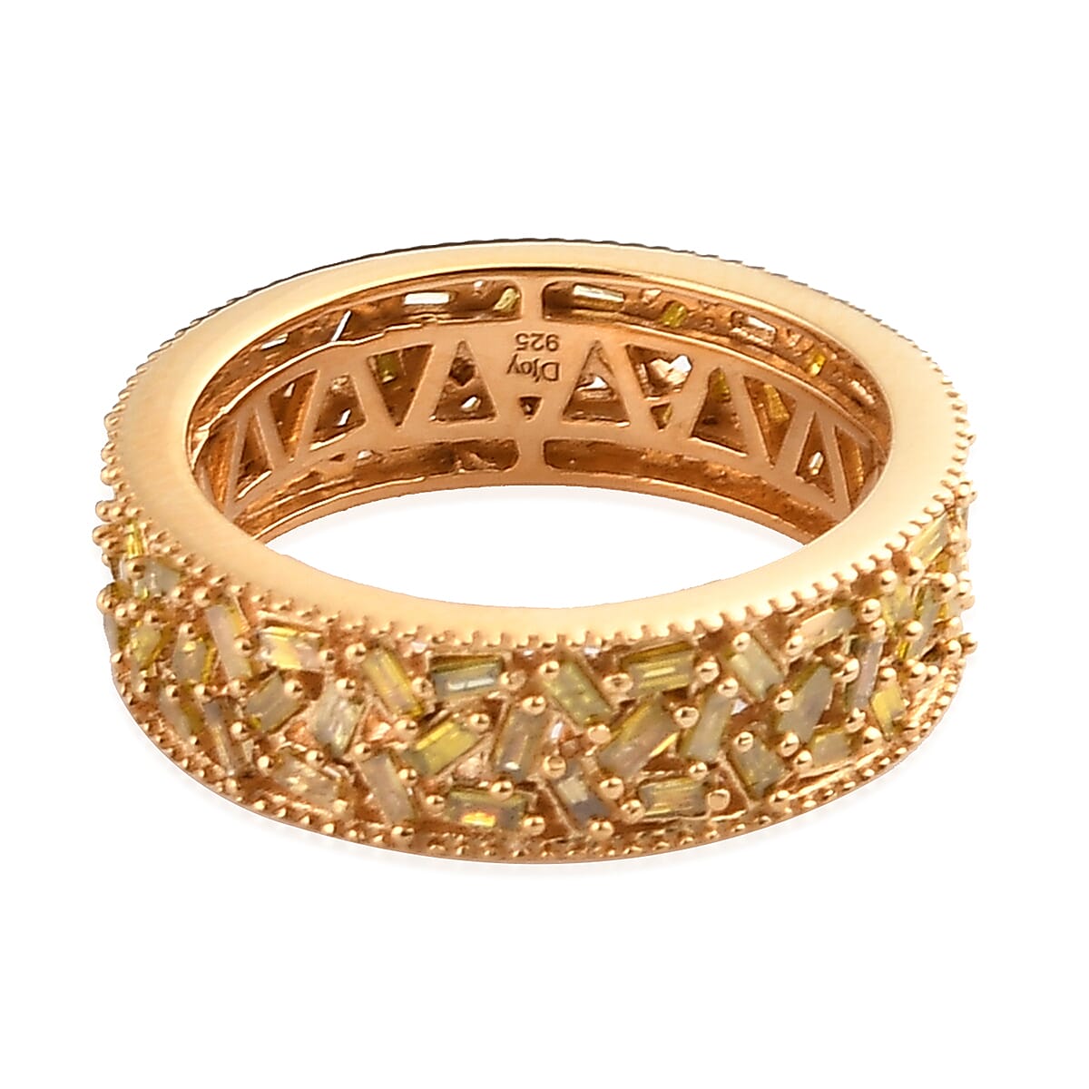 Yellow Diamond (IR) Eternity Band Ring in Vermeil YG Over Sterling Silver (Size 6.0) 1.50 ctw