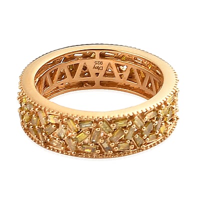 Yellow Diamond (IR) Eternity Band Ring in Vermeil YG Over Sterling Silver (Size 6.0) 1.50 ctw