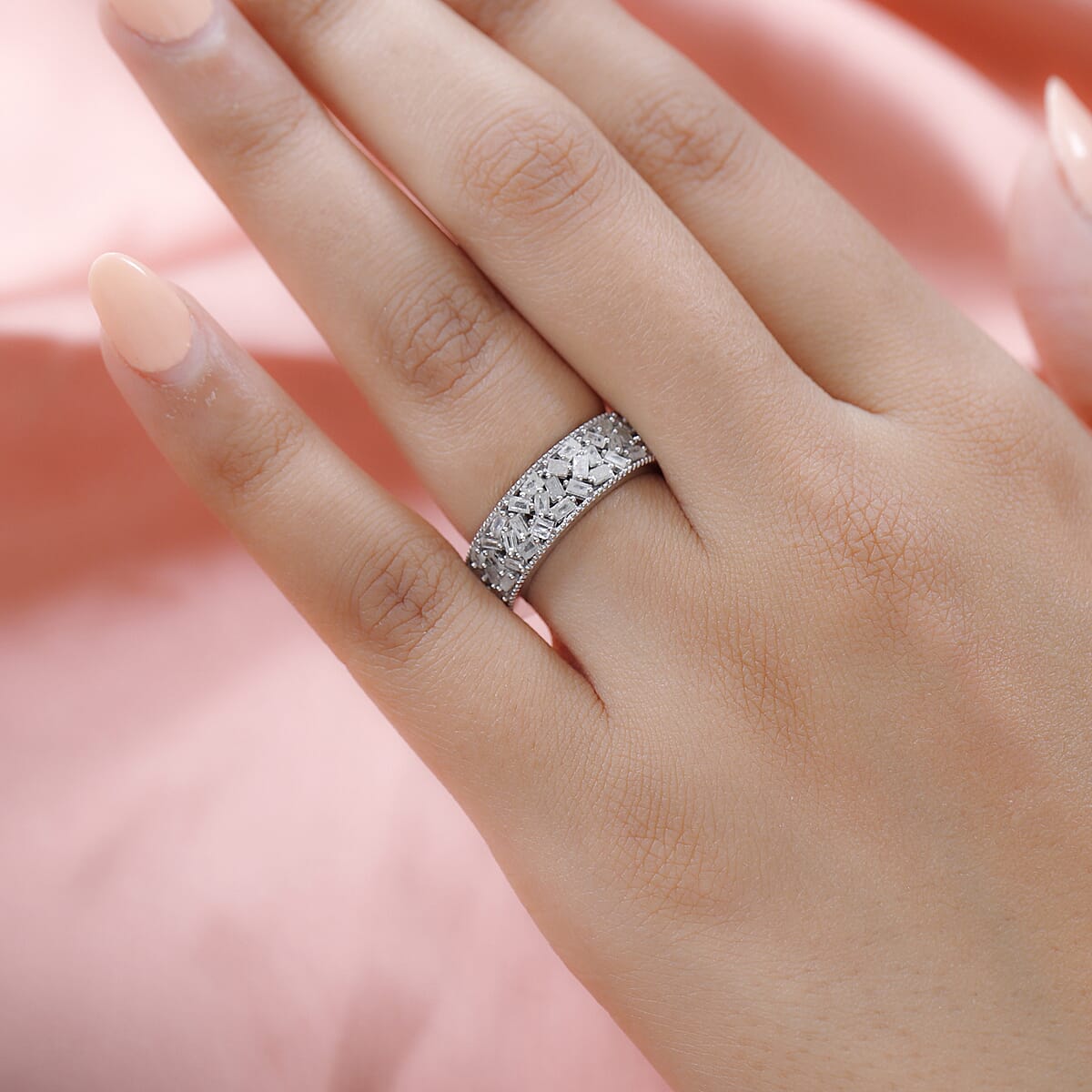 Diamond Eternity Band Ring in Platinum Over Sterling Silver (Size 8.0) 1.50 ctw image number 2