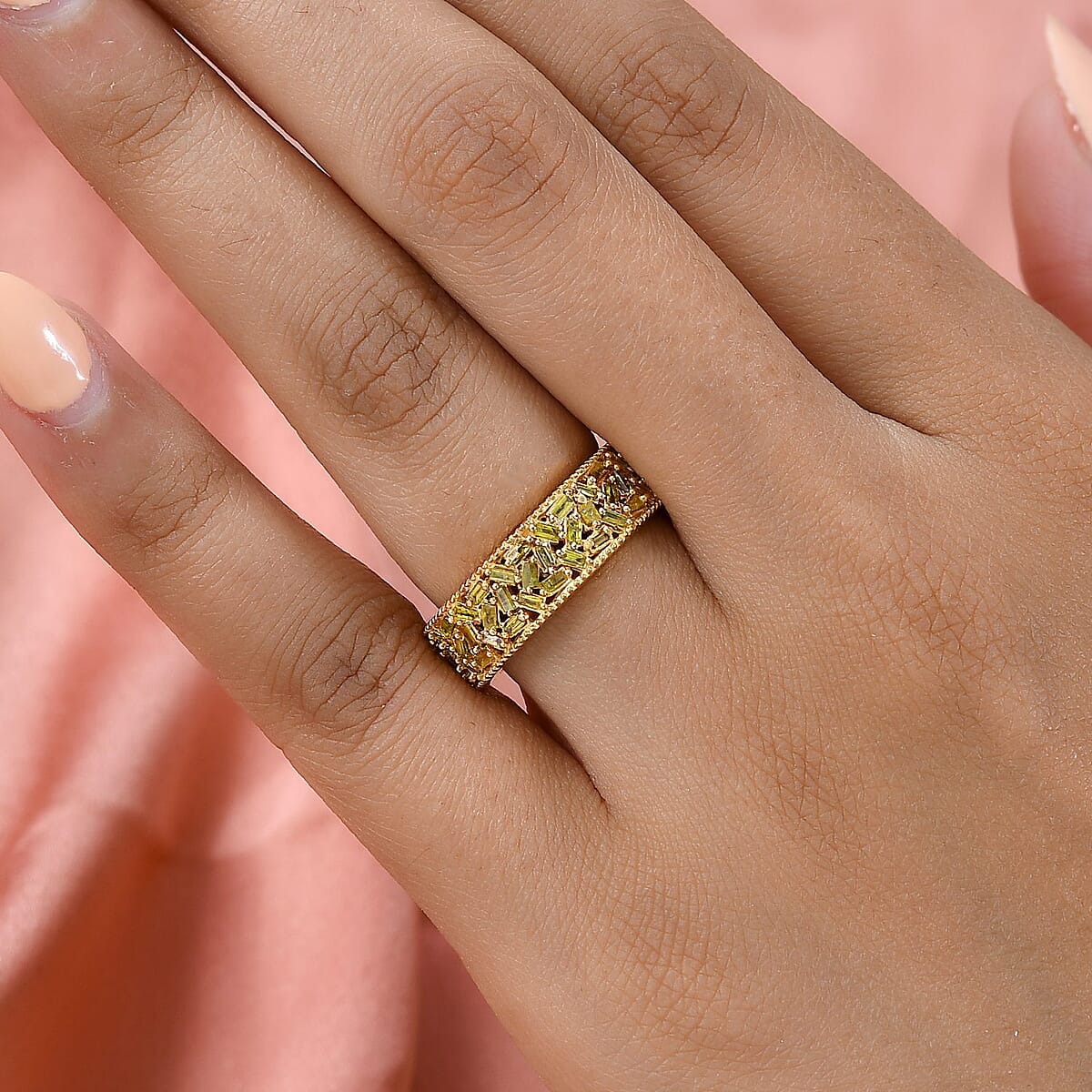 Yellow Diamond Eternity Band Ring in Vermeil Yellow Gold Over Sterling Silver (Size 7.0) 1.50 ctw image number 2