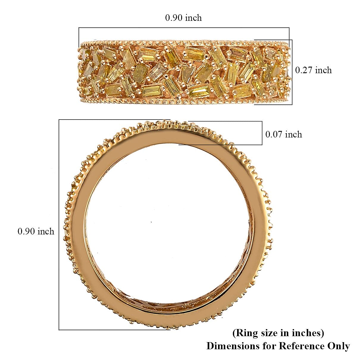 Yellow Diamond Eternity Band Ring in Vermeil Yellow Gold Over Sterling Silver (Size 7.0) 1.50 ctw image number 5