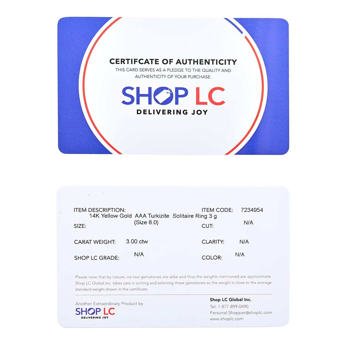 AAA Turkizite 3.15 ctw Solitaire Ring in 14K Yellow Gold (Size 9.0) image number 6