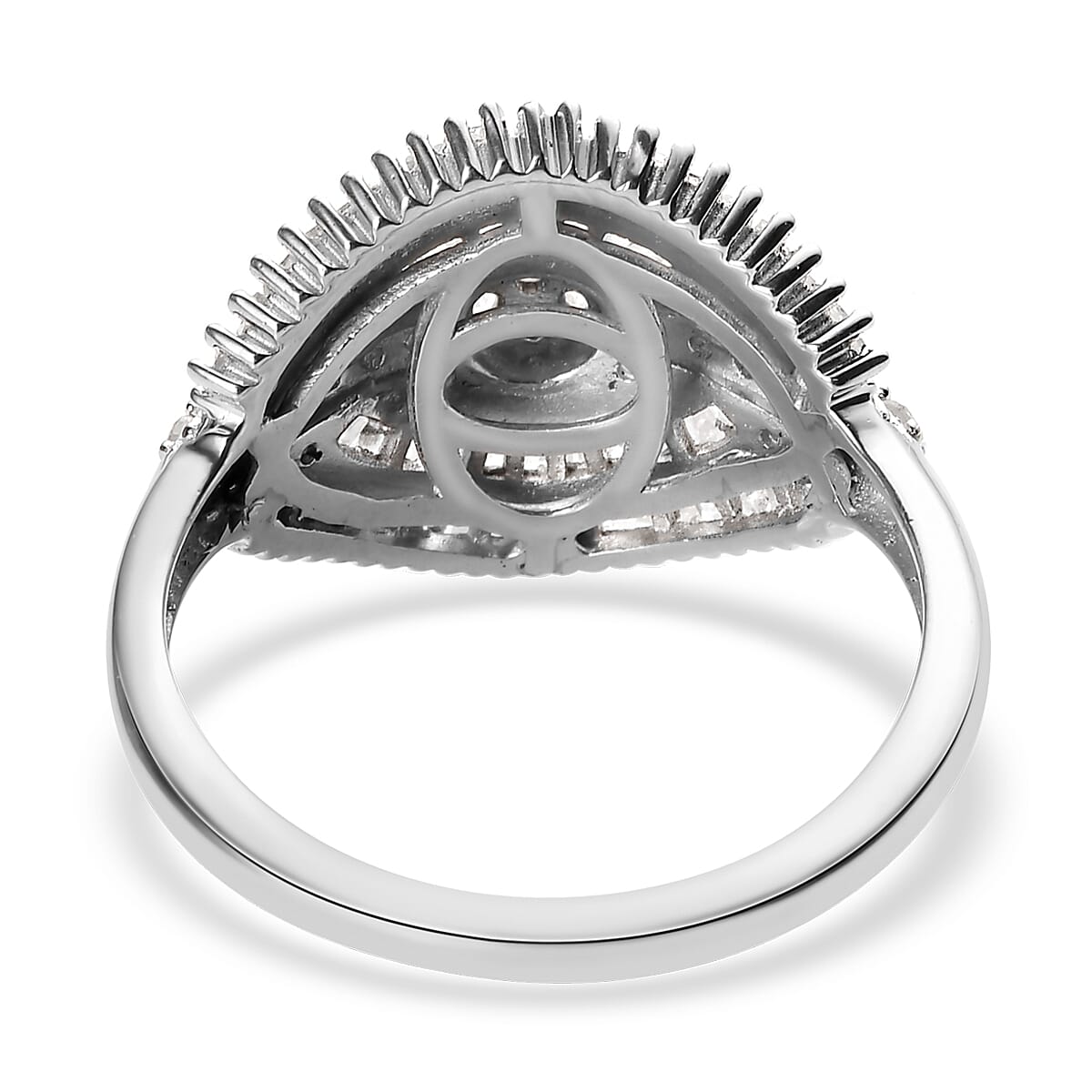 Diamond Cluster Ring in Platinum Over Sterling Silver (Size 7.0) 1.00 ctw image number 4