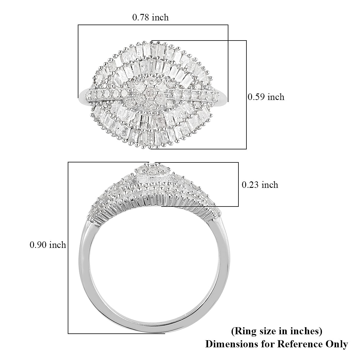 Diamond Cluster Ring in Platinum Over Sterling Silver (Size 7.0) 1.00 ctw image number 5
