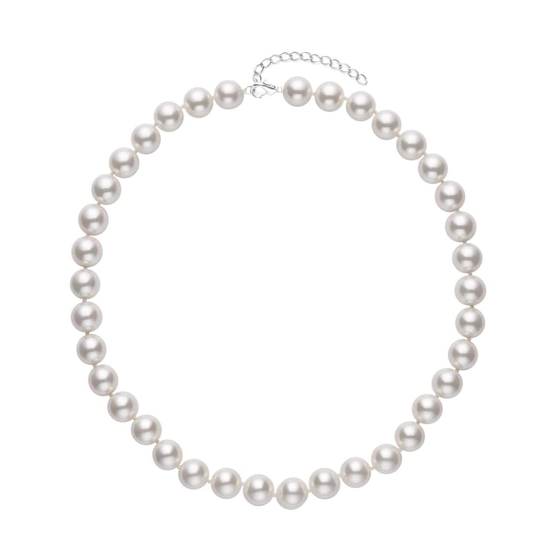 White Shell Pearl Necklace 20 Inches in Stainless Steel