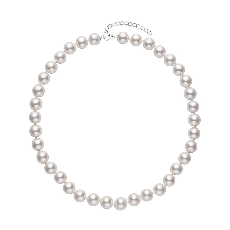 White Shell Pearl Necklace 20 Inches in Stainless Steel