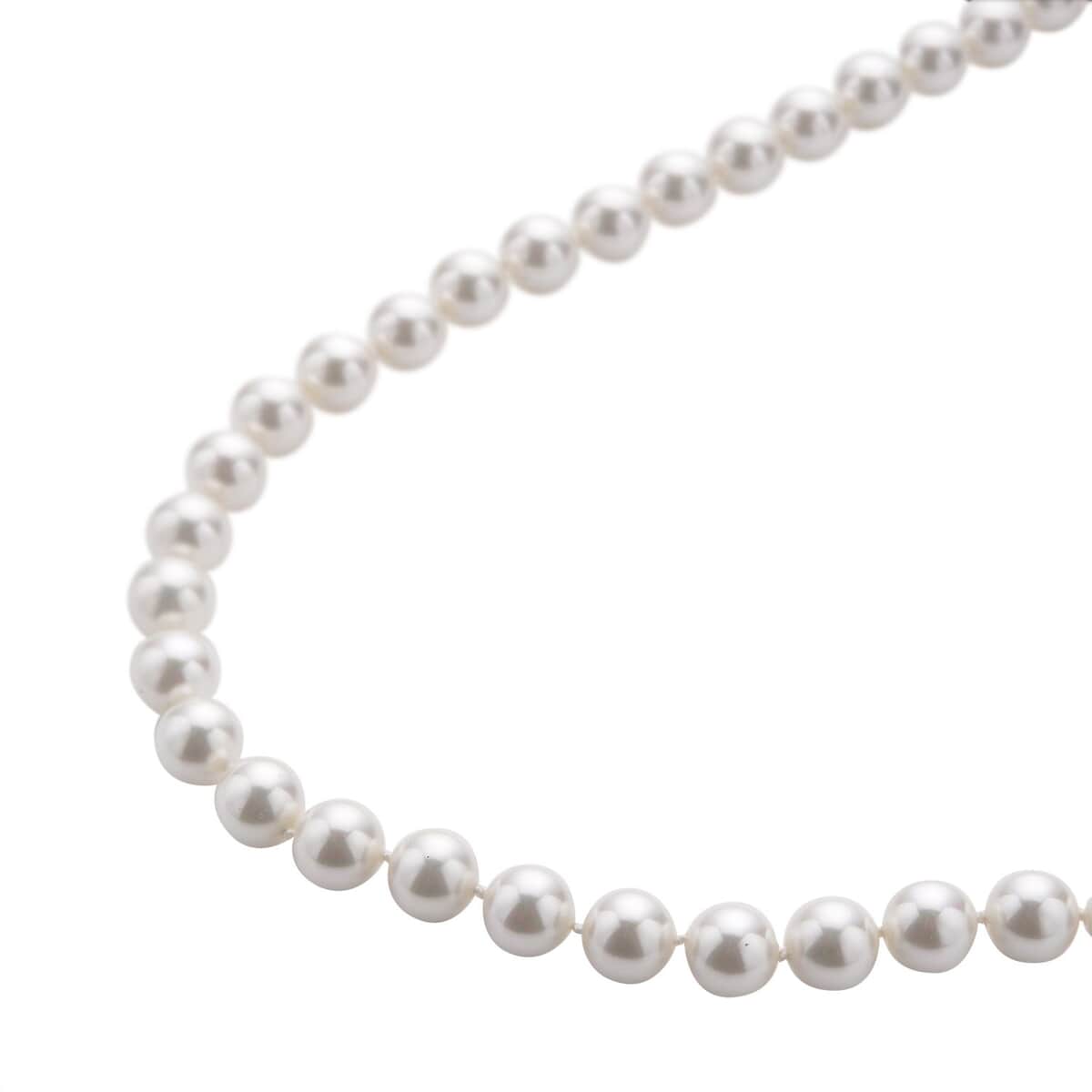 Doorbuster White Shell Pearl Necklace 20 Inches in Stainless Steel image number 2