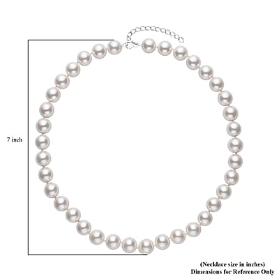 White Shell Pearl Necklace 20 Inches in Stainless Steel