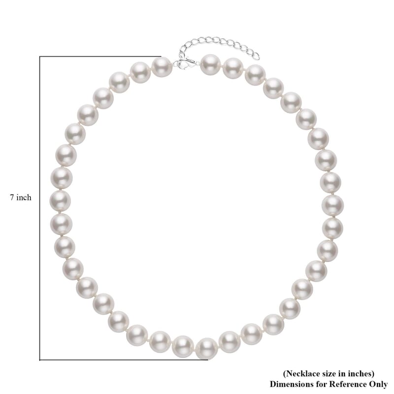White Shell Pearl Necklace 20 Inches in Stainless Steel