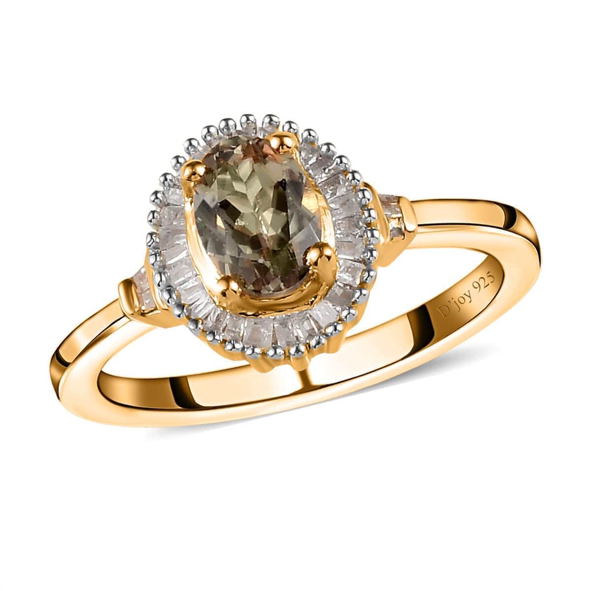 AAA Turkizite and Diamond Halo Ring in Vermeil Yellow Gold Over Sterling Silver (Size 8.0) 1.15 ctw image number 0