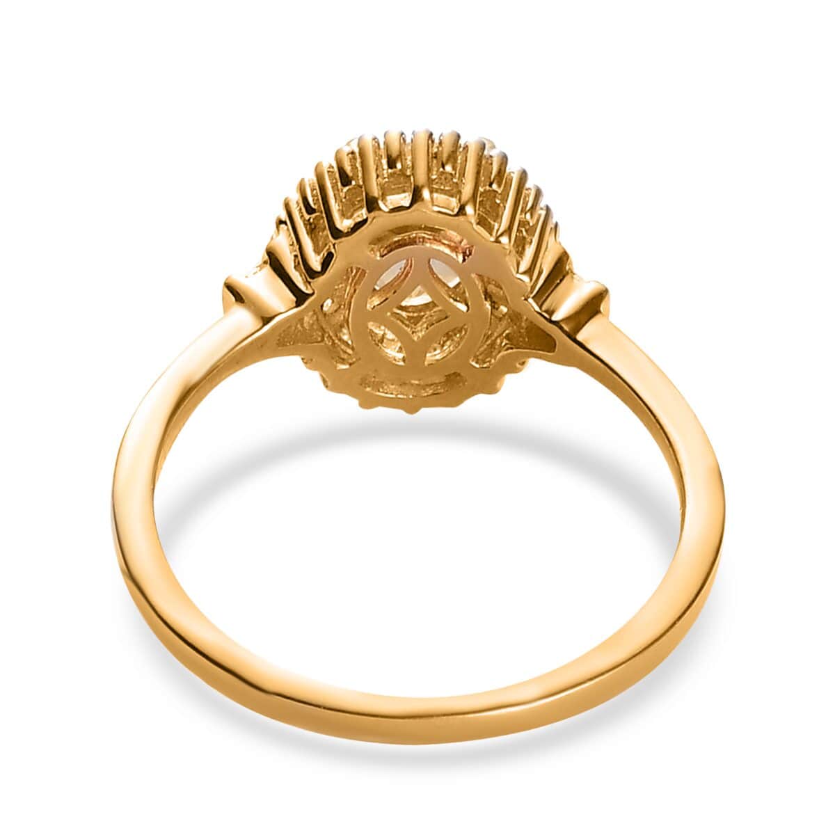 AAA Turkizite and Diamond Halo Ring in Vermeil Yellow Gold Over Sterling Silver (Size 8.0) 1.15 ctw image number 4