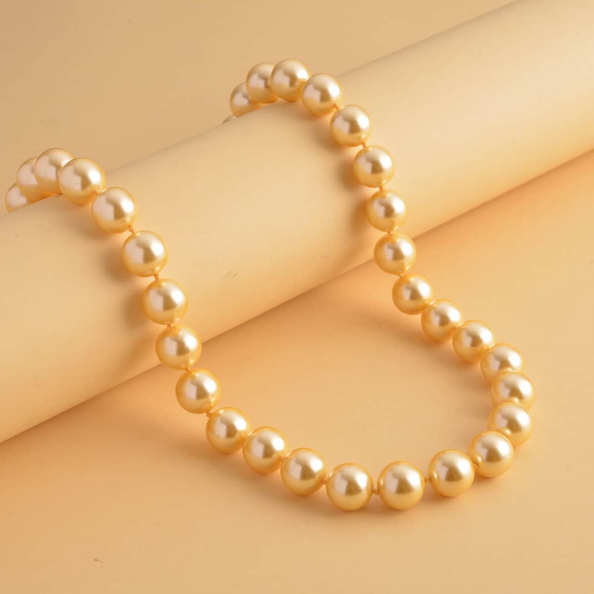 Golden Shell Pearl 11-13mm Necklace (20 Inches) in Stainless Steel 445.00 ctw | Tarnish-Free, Waterproof, Sweat Proof Jewelry image number 1