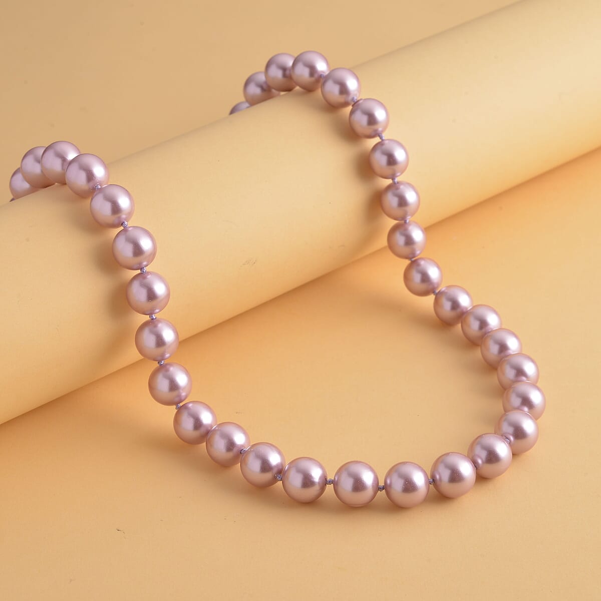 Purple Shell Pearl 11-13mm Necklace (20 Inches) in Stainless Steel | Tarnish-Free, Waterproof, Sweat Proof Jewelry image number 1