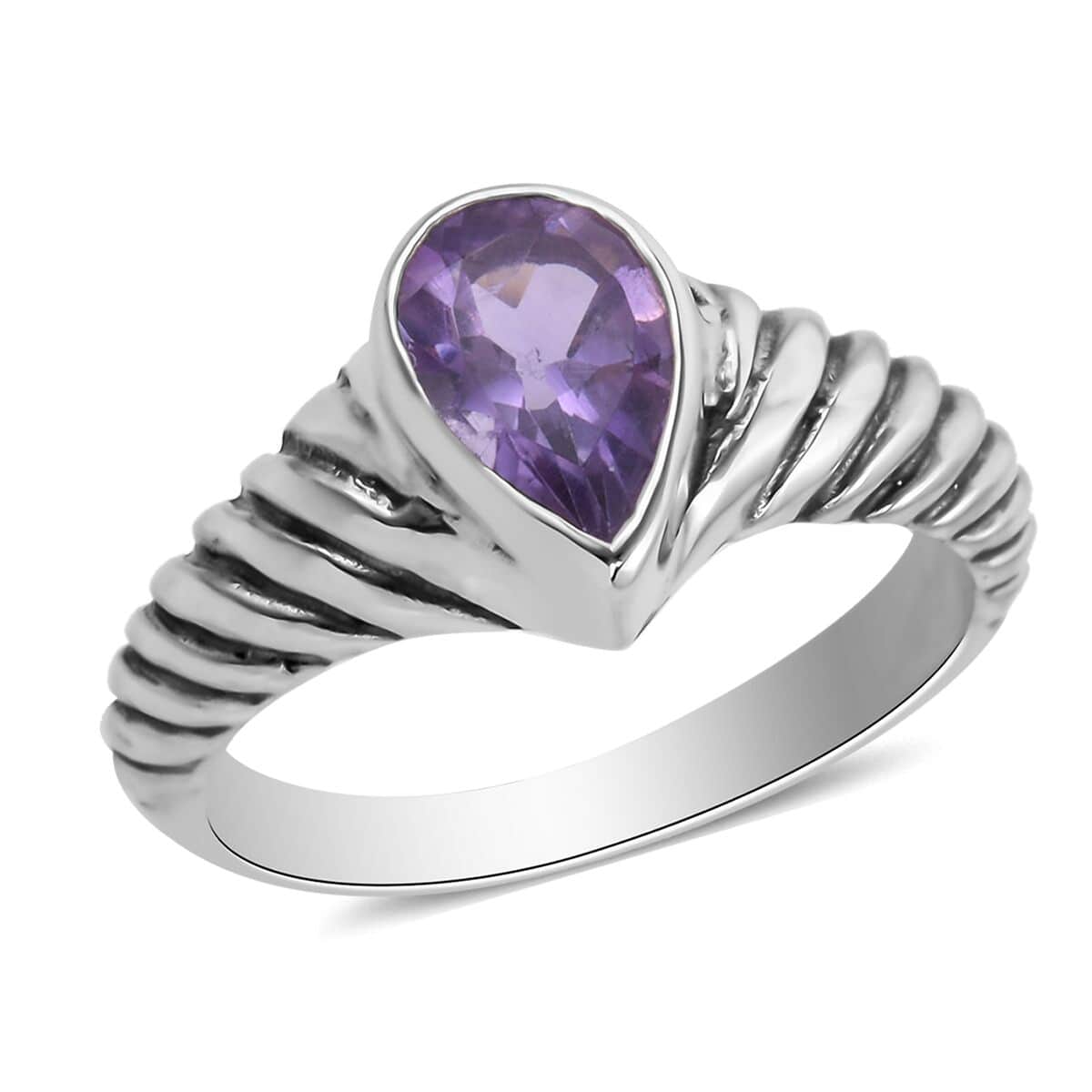 BALI LEGACY Amethyst Solitaire Ring in Sterling Silver 1.20 ctw image number 0