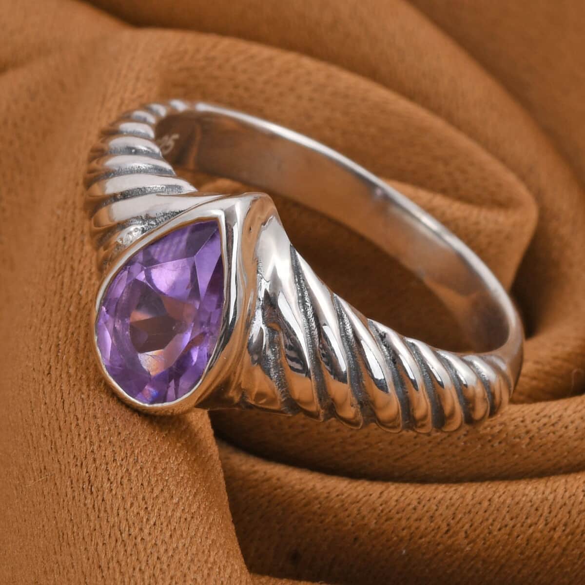 BALI LEGACY Amethyst Solitaire Ring in Sterling Silver 1.20 ctw image number 1