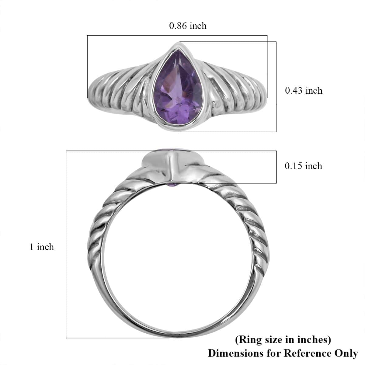 BALI LEGACY Amethyst Solitaire Ring in Sterling Silver 1.20 ctw image number 5