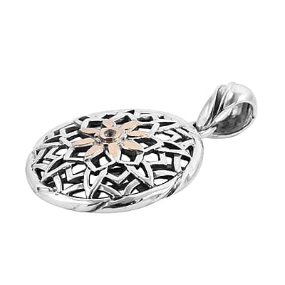 Bali Legacy White Topaz Floral Pendant in 18K Yellow Gold and Sterling Silver