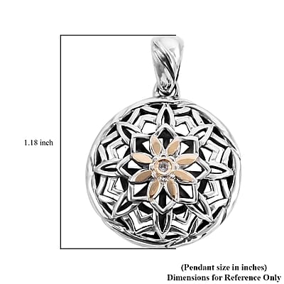 Bali Legacy White Topaz Floral Pendant in 18K Yellow Gold and Sterling Silver