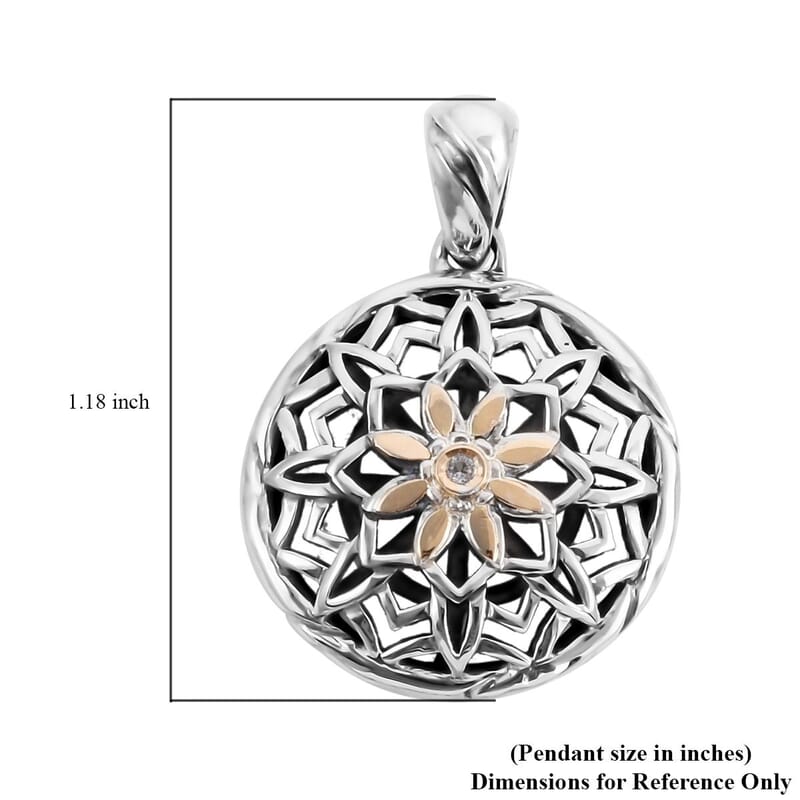 Bali Legacy White Topaz Floral Pendant in 18K Yellow Gold and Sterling Silver