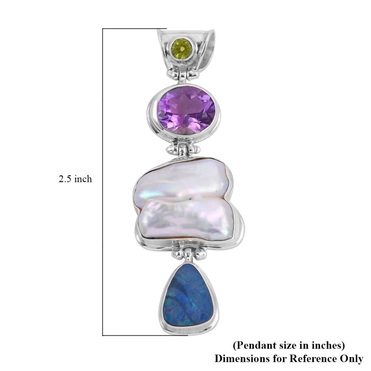 Bali Legacy Mother Of Pearl and Multi Gemstone Pendant in Sterling Silver 5.00 ctw image number 5