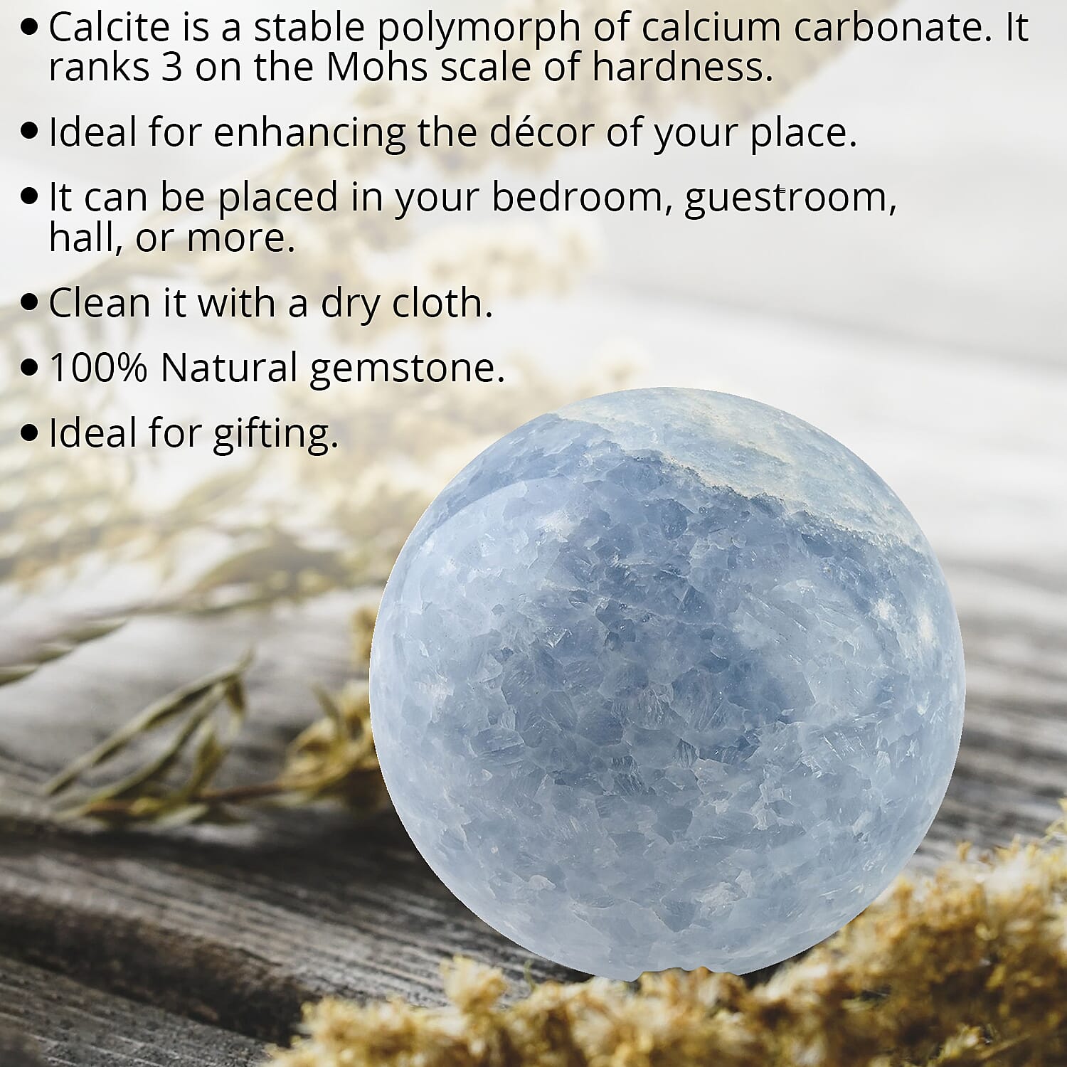 Blue Calcite Sphere -L (Approx 3065 ctw)