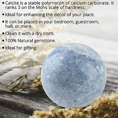 Blue Calcite Sphere -L (Approx 3065 ctw)