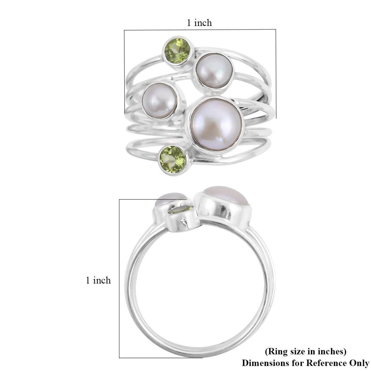 BALI LEGACY White Pearl and Peridot 5 Row Ring in Sterling Silver 0.60 ctw image number 5