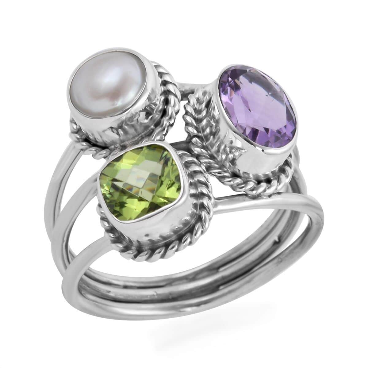 BALI LEGACY Amethyst and Multi Gemstone Ring in Sterling Silver 2.60 ctw image number 0