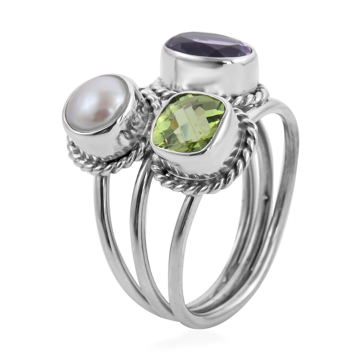 BALI LEGACY Amethyst and Multi Gemstone Ring in Sterling Silver 2.60 ctw image number 3