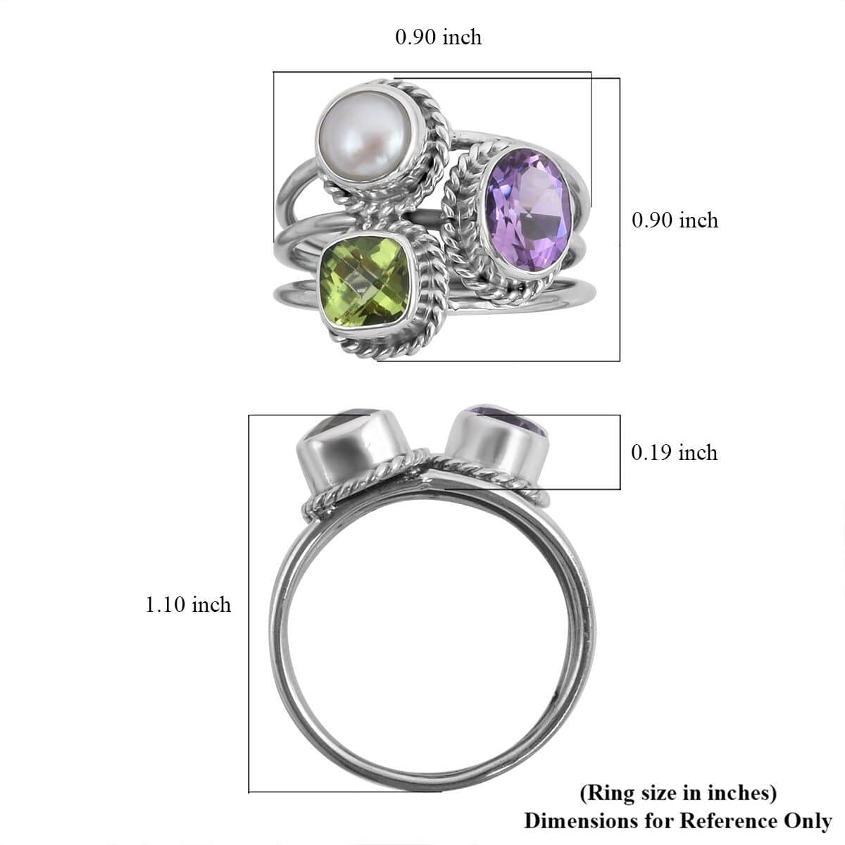 BALI LEGACY Amethyst and Multi Gemstone Ring in Sterling Silver 2.60 ctw image number 5