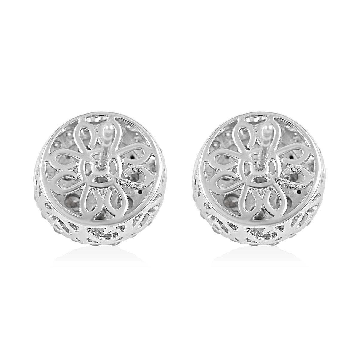 NY Closeout 14K White Gold Diamond Stud Earrings 2.00 ctw image number 4