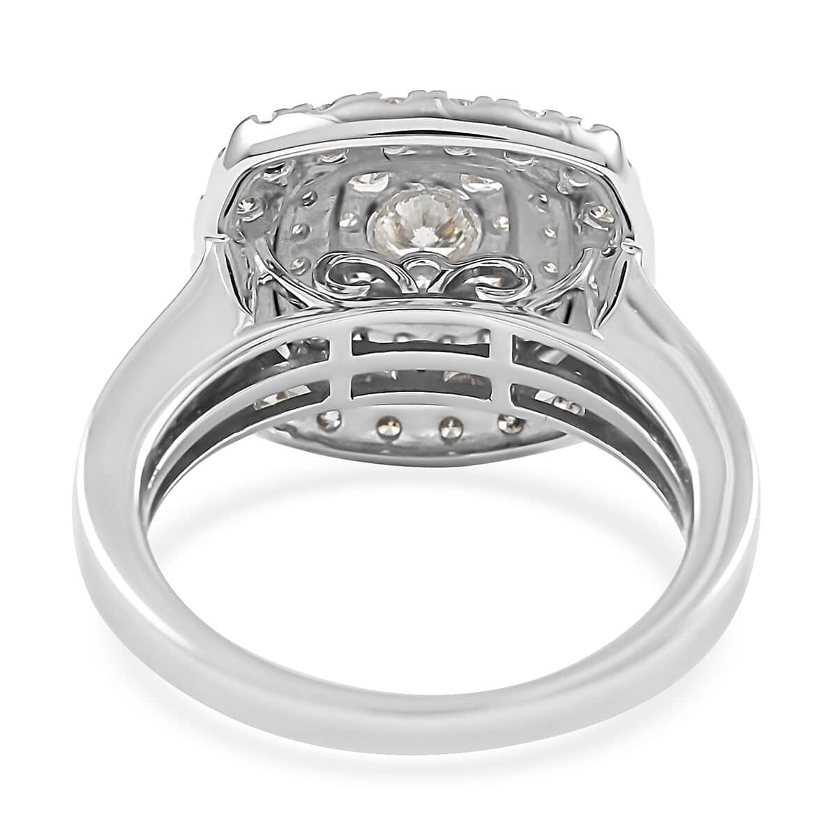 NY Closeout 14K White Gold Diamond Cluster Ring (Size 7.0) 6.14 Grams 2.00 ctw image number 4