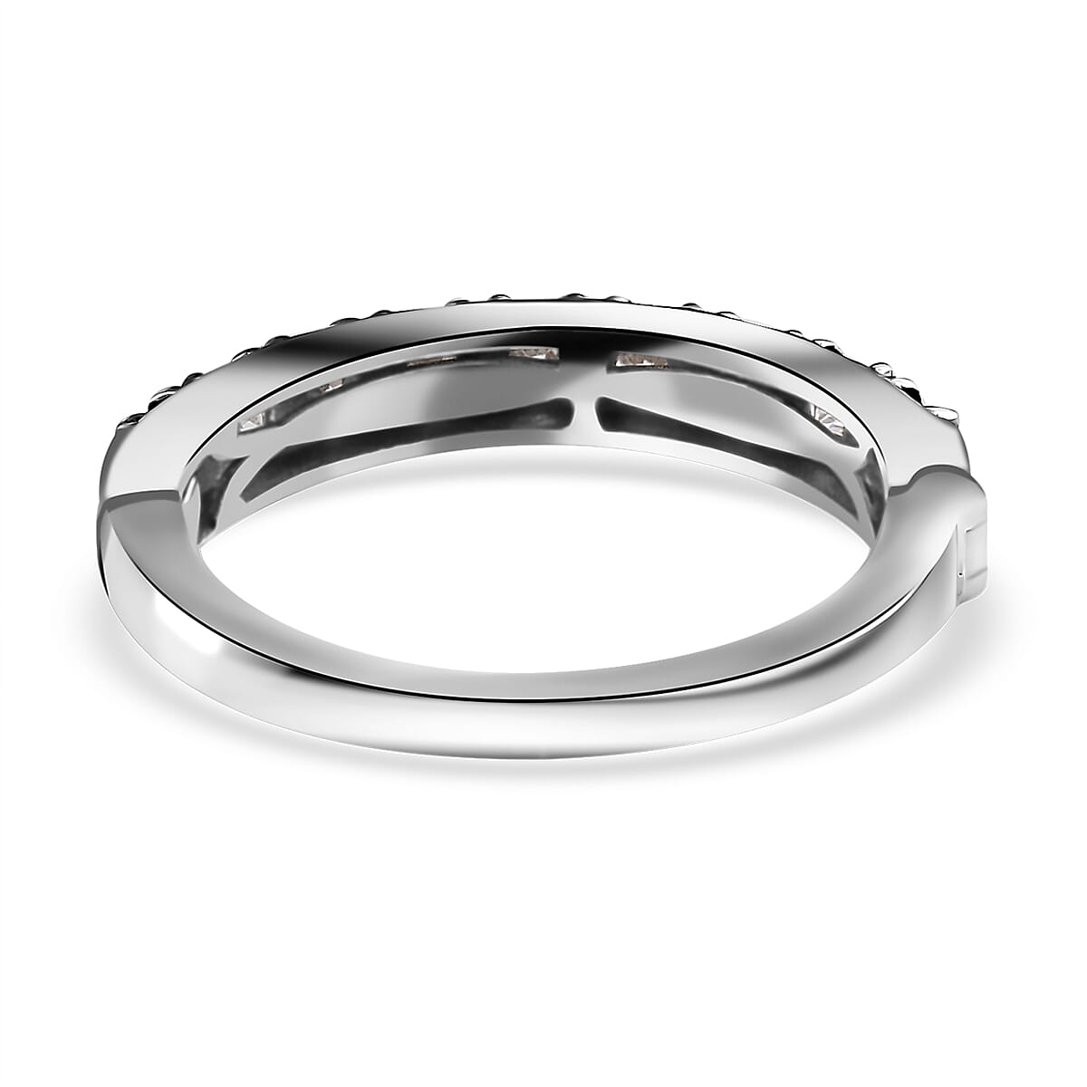 Arthritis-Openable Moissanite Half Eternity Band Ring in Platinum Over Sterling Silver (Size 10.0) 0.90 ctw