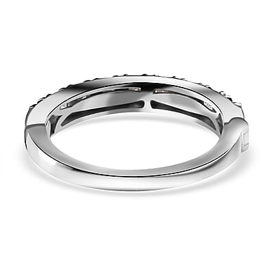 Arthritis-Openable Moissanite Half Eternity Band Ring in Platinum Over Sterling Silver (Size 10.0) 0.90 ctw
