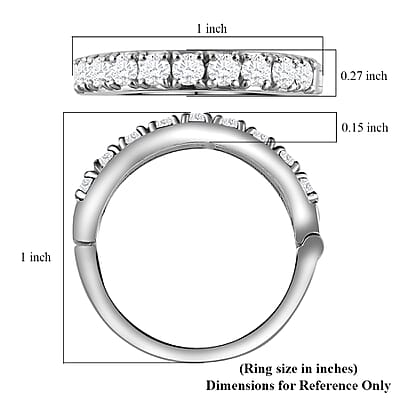 Arthritis-Openable Moissanite Half Eternity Band Ring in Platinum Over Sterling Silver (Size 10.0) 0.90 ctw