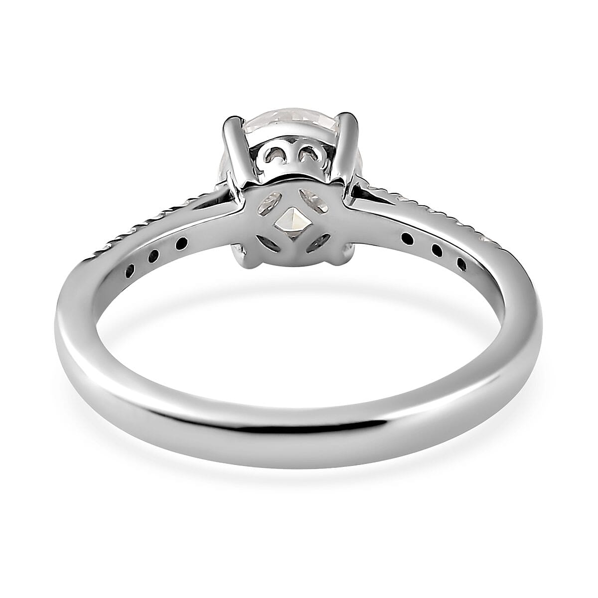 Moissanite Ring in Platinum Over Sterling Silver (Size 7.0) 1.10 ctw